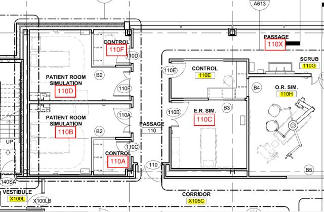 An example mark-up of a floor plan for room numbering