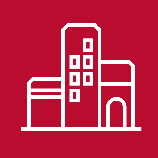 An icon with buildings