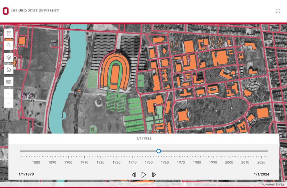 A thumbnail of a historic map for the Columbus campus.