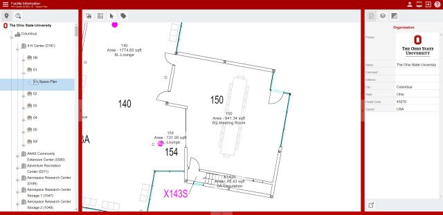 A zoomed in portion of a floor plan with a custom label on.