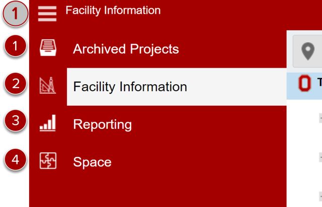 Location of applications menu elements