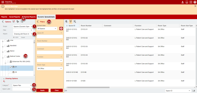 Image showing the steps to run a preset report using dynamic spreadsheet