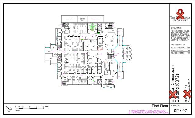 Floor plan on a title block with identifying information crossed out with red Xs