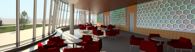 A sample rendering of a lobby in a building