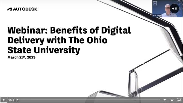 Title slide for the webinar that reads, "Webinar: Benefits of Digital Delivery with The Ohio State University"