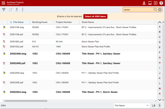 A keyword search collects results across all available metadata.