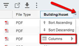 A drop-down appears by the column header with selection labeled Columns