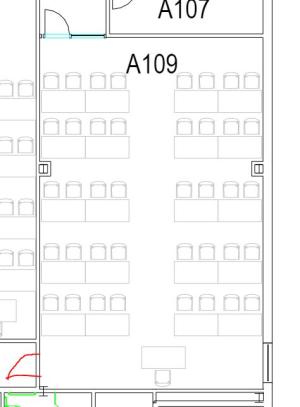 An example markup someone might submit for a floor plan request with the changes (a missing door) drawn in red.