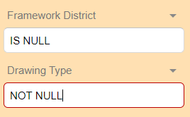 An example of using IS NULL and NOT NULL in a filter.