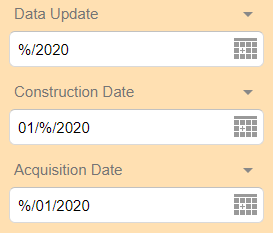 An example of the results from using the % wildcard to filter dates