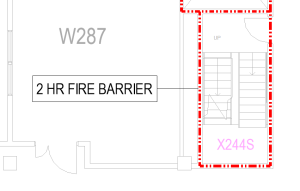 Detail item tag with a leader to a wall rating component