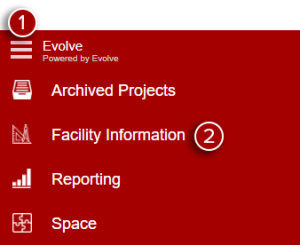 Image showing the location of Module Menu and Facility Information